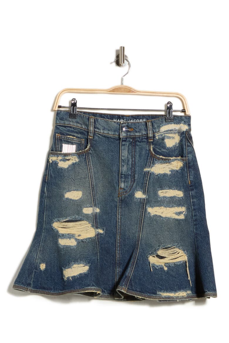 Rip & Repair Denim Miniskirt, Main, color, PUNK INDIGO