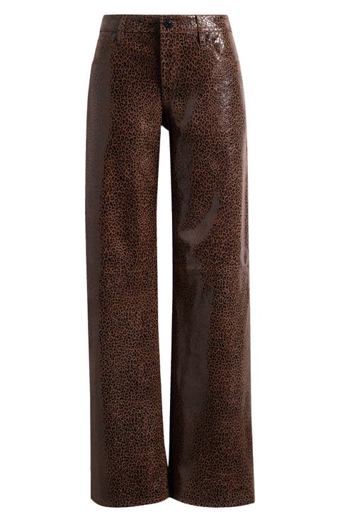 Glossy Leopard Leather Pants
