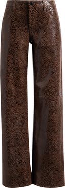 FRAME Glossy Leopard Leather Pants
