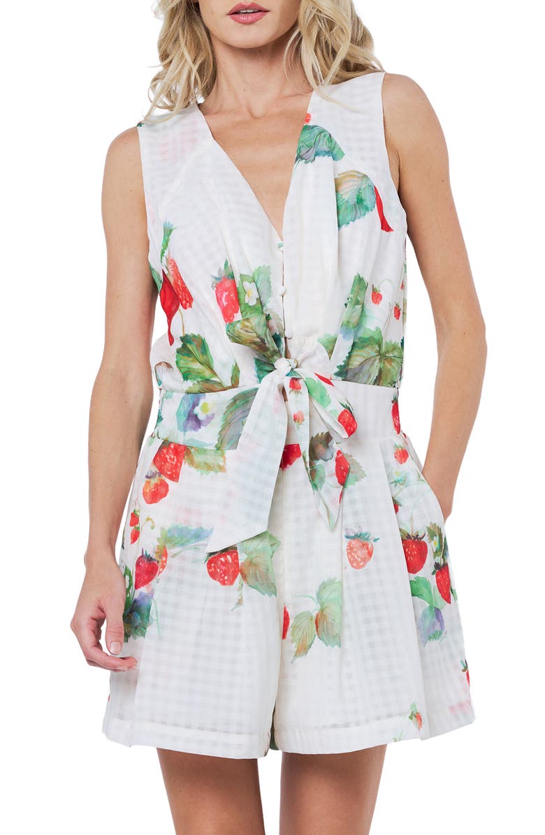 CIEBON Dale Strawberry Print Minidress, Alternate, color, Off White Multi