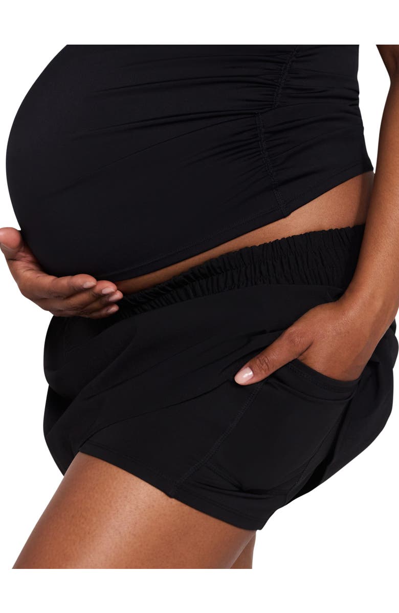 MOTHERHOOD MATERNITY Under the Belly Woven Tennis Maternity Skort, Alternate, color, Black