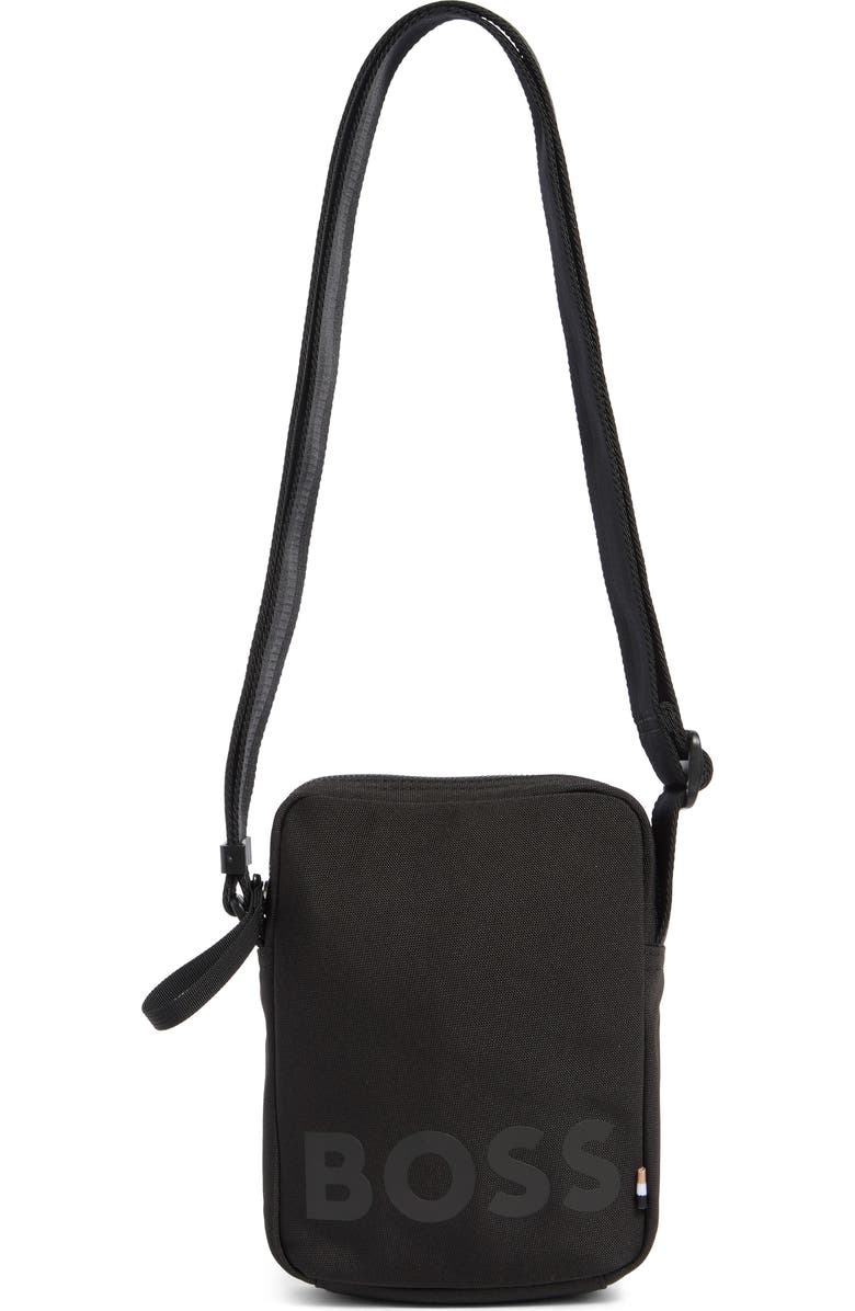 BOSS Pixel Logo Crossbody Bag, Main, color, Black