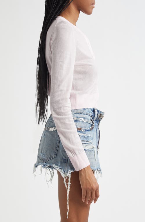 Alexander Wang Crystal Hotfix Crop Cardigan In Pink