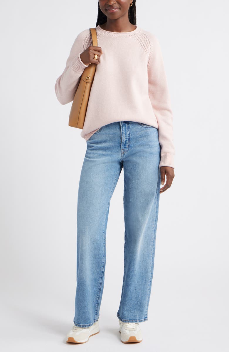 Caslon<sup>®</sup> Raglan Sleeve Roll Neck Wool & Cotton Sweater, Alternate, color, Pink Smoke