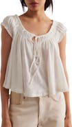 Free People Dahlia Tie Front Linen & Cotton T-Shirt
