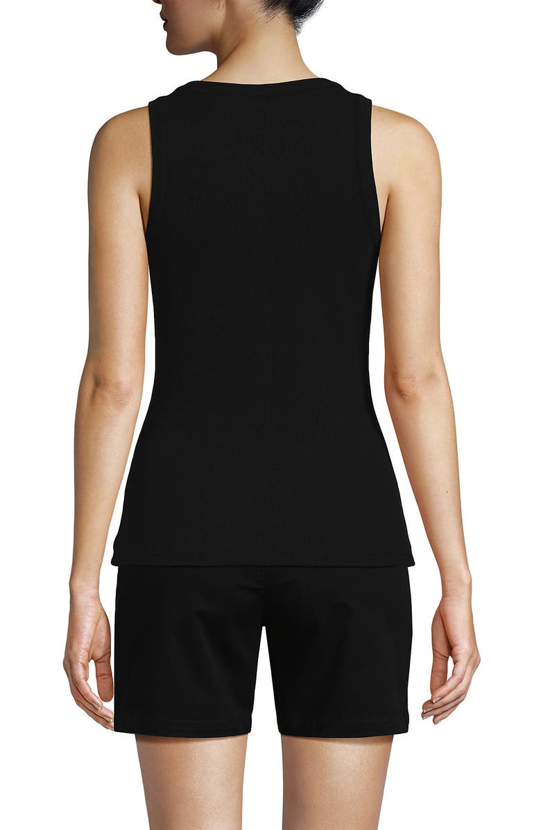 Lands' End Drapey Rib Fitted Henley Tank Top, Alternate, color, 