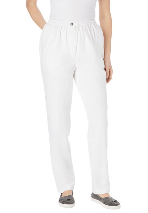 7 Day Straight Leg Elastic Waist Cotton Denim Pant (plus)
