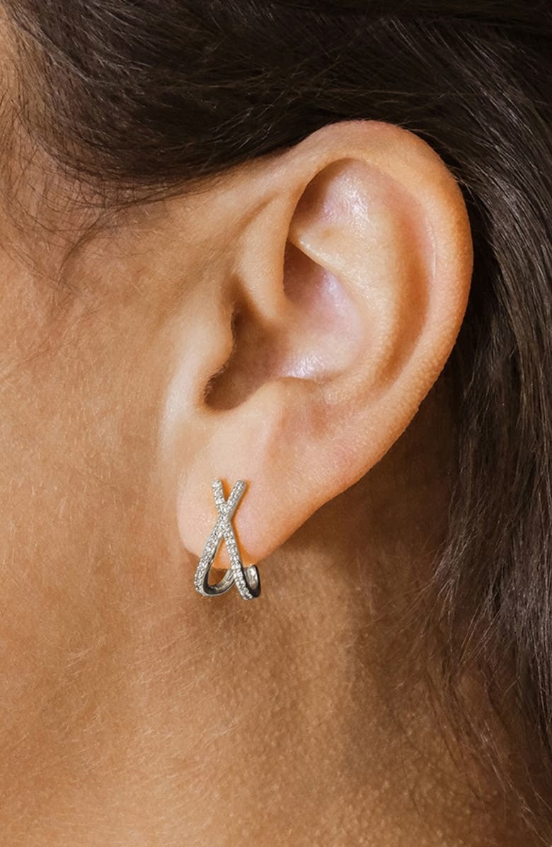 Sterling Forever Katie Cubic Zirconia Cross Stud Earrings, Alternate, color, Silver