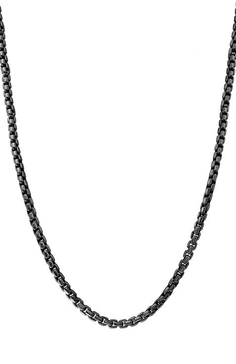 Black Pendant Layered Necklace in Sterling Silver