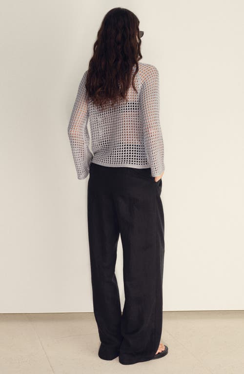 Mango Long-sleeved Crochet Sweater Silver