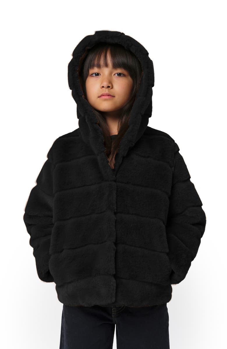 Apparis Kids' Goldy Recycled Polyester Pluche<sup>™</sup> Faux Fur Coat, Alternate, color, Noir