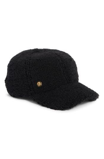 Bcbg Faux Shearling Baseball Cap In Black