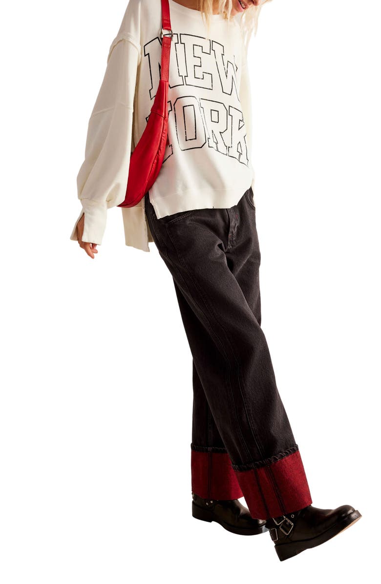 Free People Camden Oversize Graphic Sweatshirt, Alternate, color, Cloud Combo New York