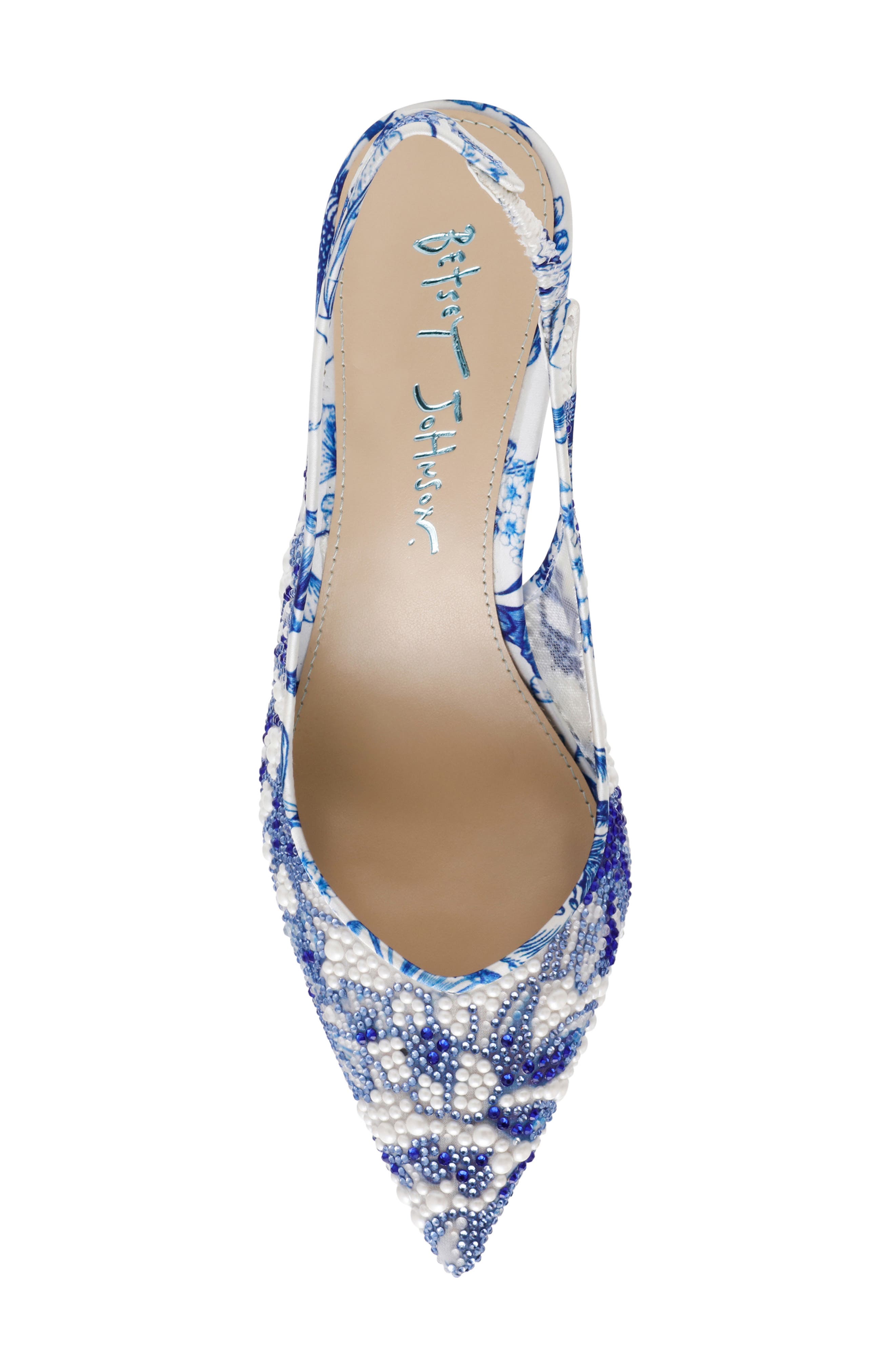 Betsey Johnson Clark Slingback Pump, Alternate, color, White/ Blue Floral