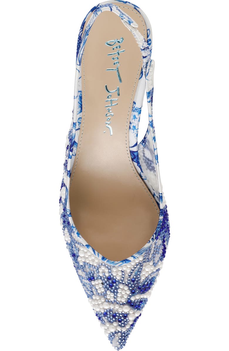 Betsey Johnson Clark Slingback Pump, Alternate, color, White/ Blue Floral