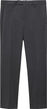 MANGO Slim Fit Flat Front Brushed Twill Pants
