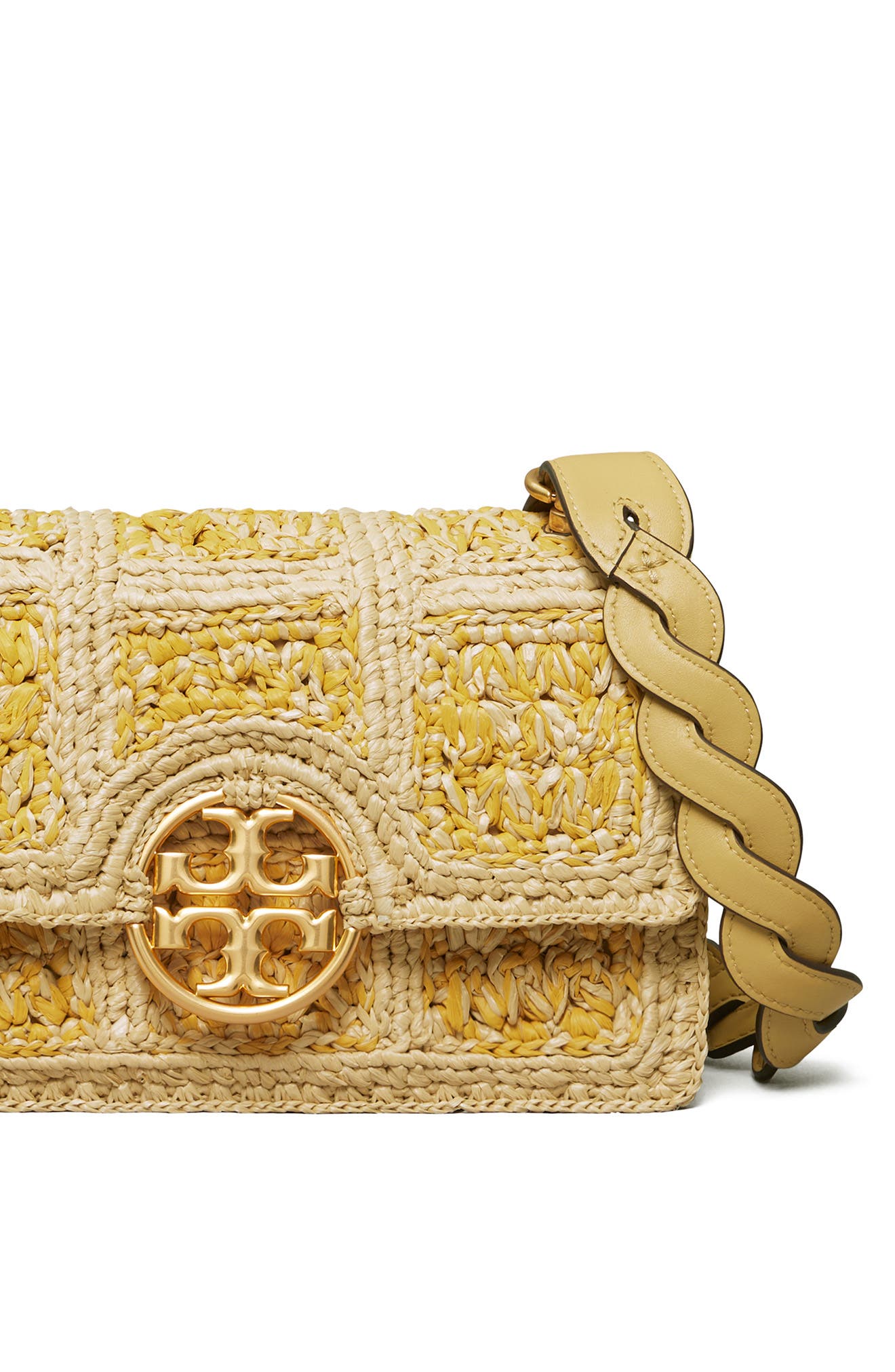 Tory Burch Miller Raffia Crochet Shoulder Bag, Alternate, color, 