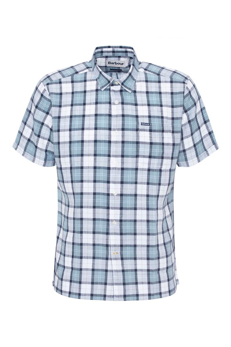 Midfield Plaid Short Sleeve Lyocell & Linen Button-Up Shirt, Alternate, color, NORTHSHORE TARTAN