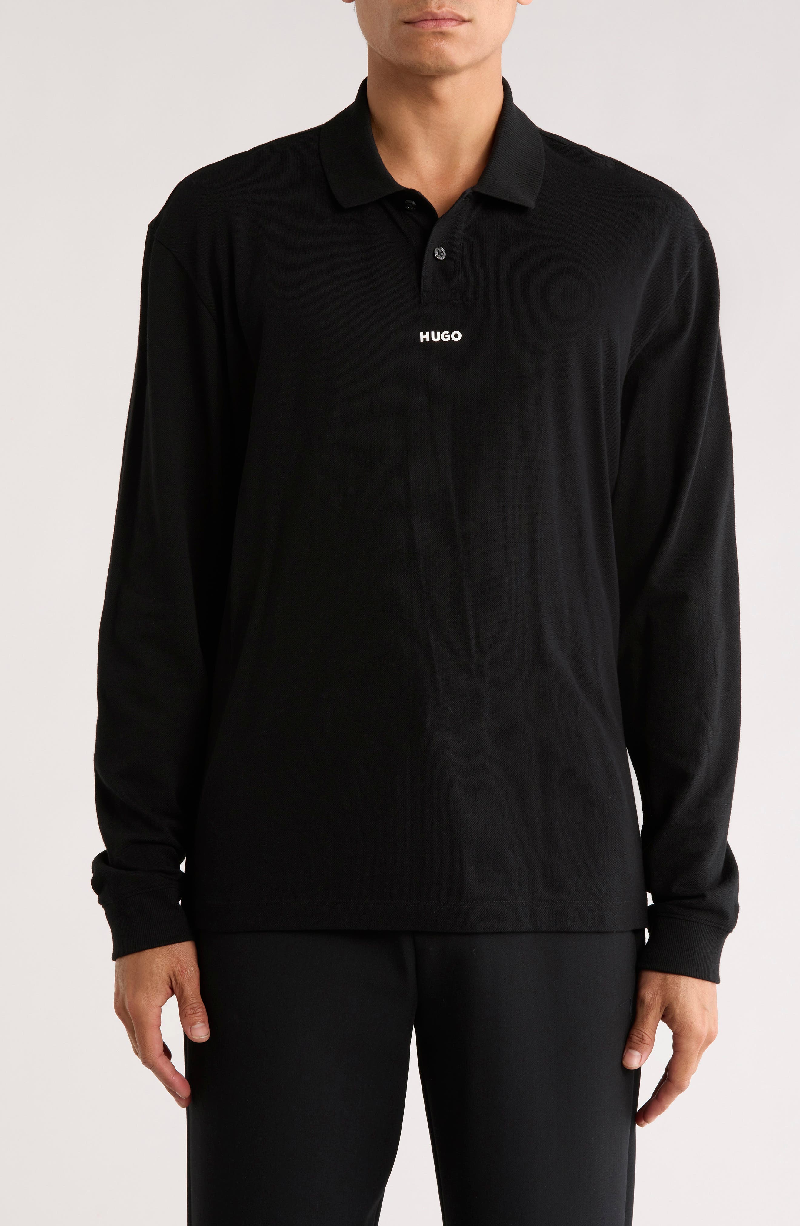 HUGO Derryo Long Sleeve Cotton Polo