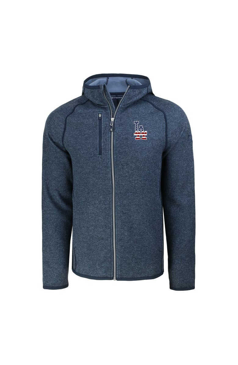 Cutter & Buck Men's Cutter & Buck Heather Navy Los Angeles Dodgers Stars & Stripes Mainsail Sweater-Knit Full-Zip Hoodie, Alternate, color, Heather Navy