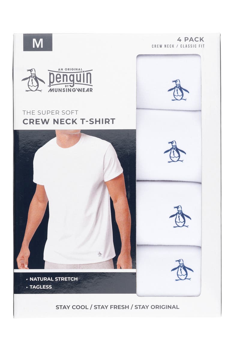 Pack of 4 Cotton Crewneck T-Shirts, Alternate, color, WHITE