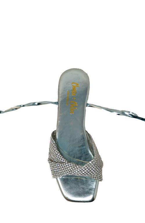 Chase & Chloe Chase And Chloe Eve Rhinestone Ankle Wrap Sandal
