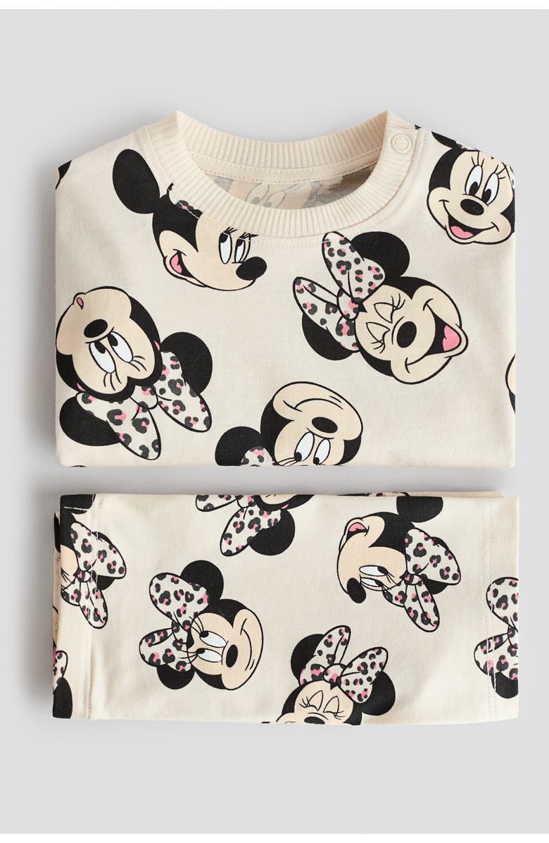 H&M 2-piece printed cotton set, Alternate, color, Cream/Minnie Mouse