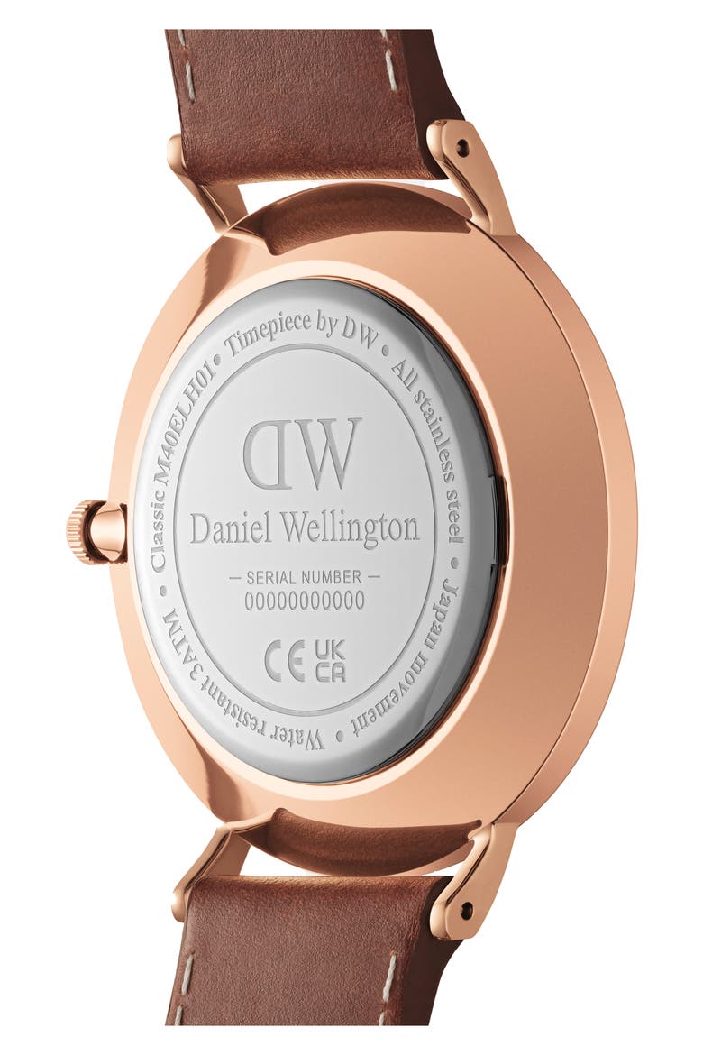 Classic Multi Eye Leather Strap Watch, 40mm, Alternate, color, ROSE GOLD