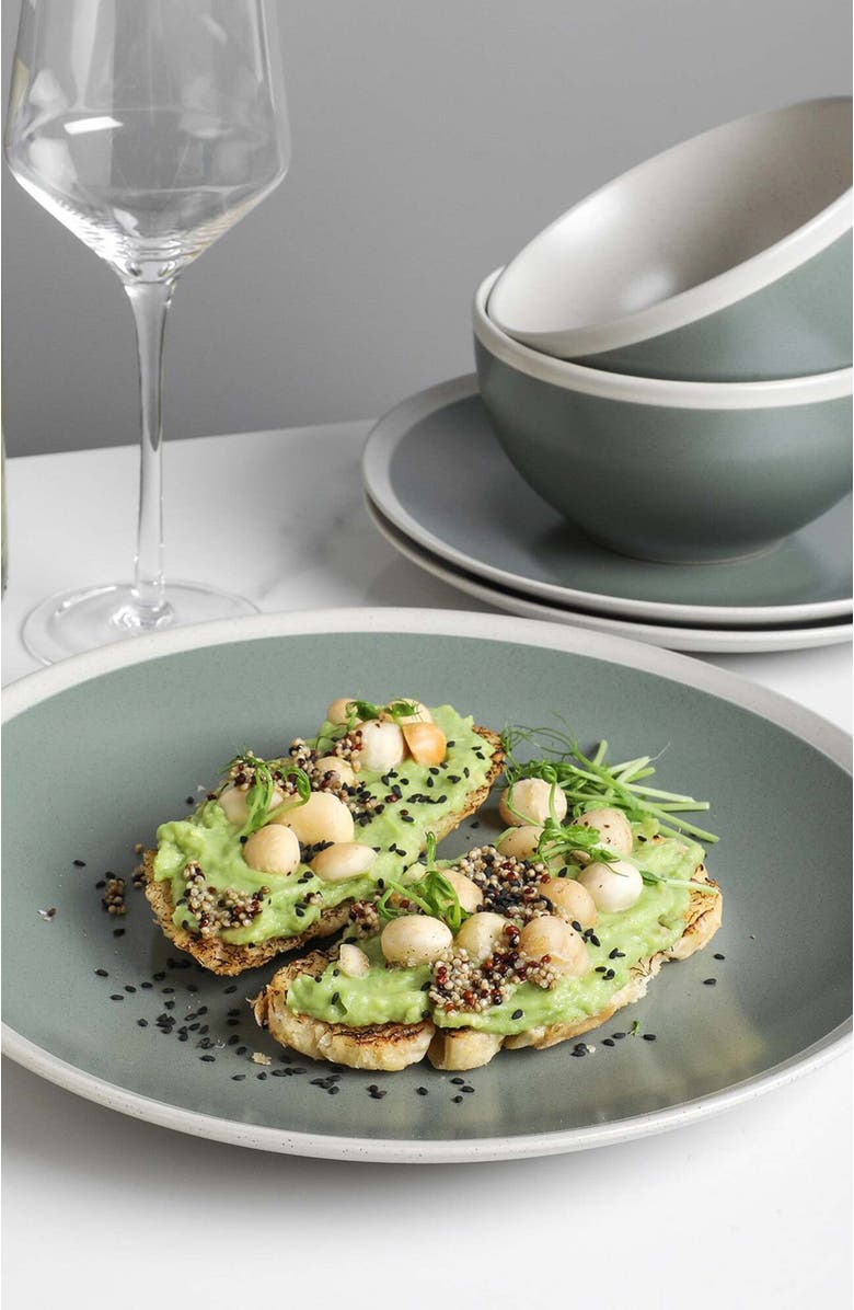 Stone Lain Serenity Stoneware 4-Piece Dinner Plate Set, Alternate, color, Green And Cream