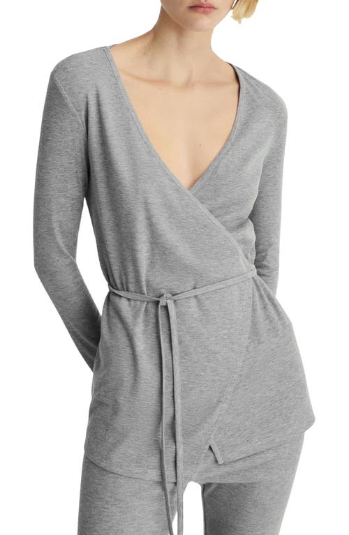 Mango Wrap Rib Cardigan In Grey
