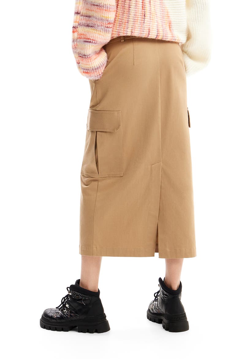 Cargo Midi Skirt, Alternate, color, KHAKI
