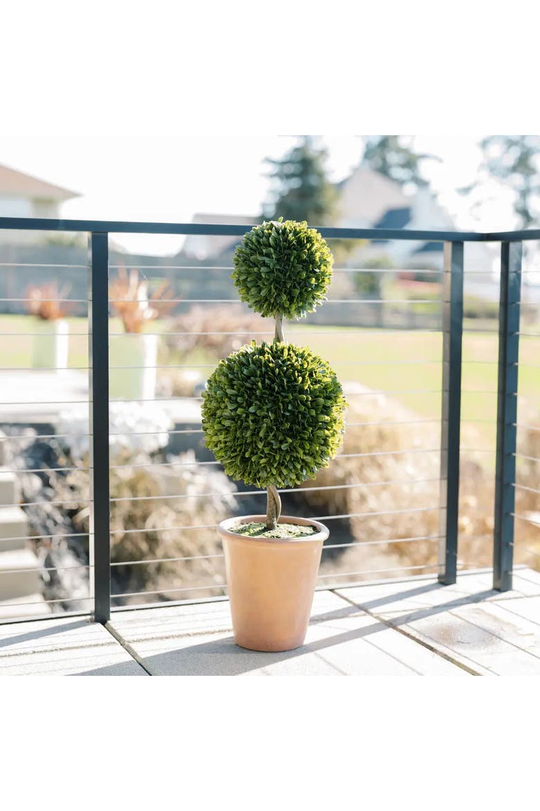 36" Double Boxwood Topiary in Pot, Alternate, color, Green