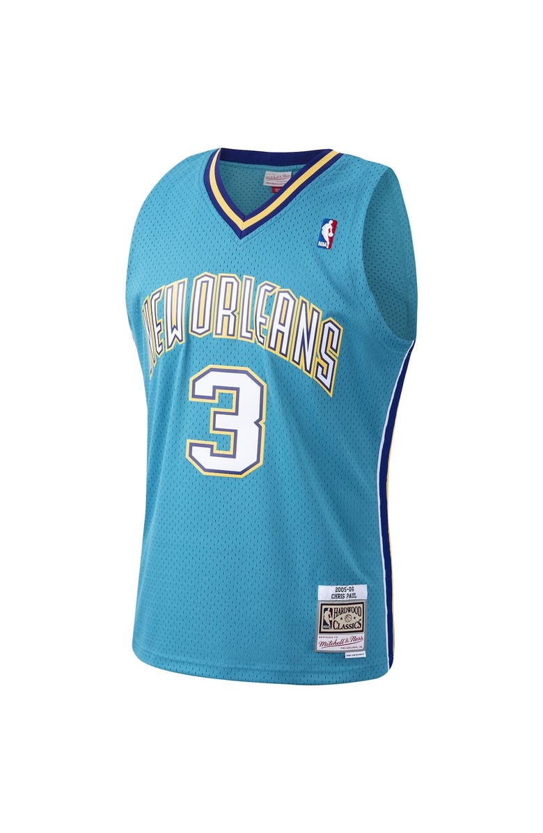 Mitchell & Ness Men's Mitchell & Ness Chris Paul Teal New Orleans Hornets 2005-06 Hardwood Classics Swingman Jersey, Alternate, color, 