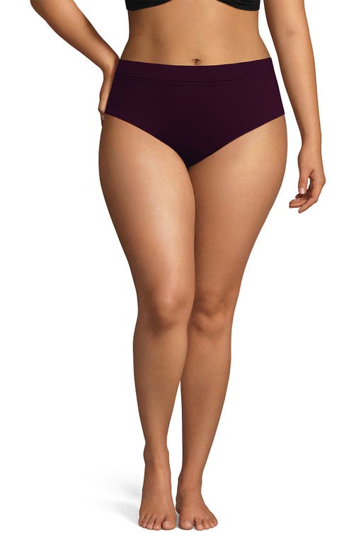 Lands' End Plus Size Pinchless High Waisted Bikini Bottoms In Dark Wine