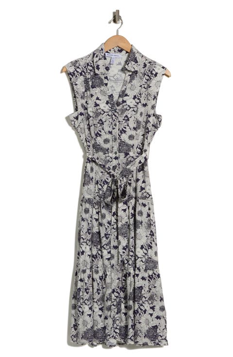 Cap Sleeve Tiered Midi Shirtdress