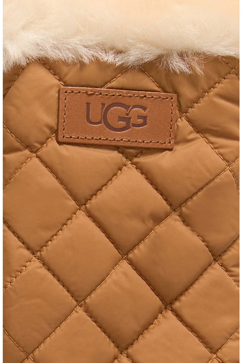 Faux Fur Trim Quilted Gloves, Alternate, color, CHESTNUT