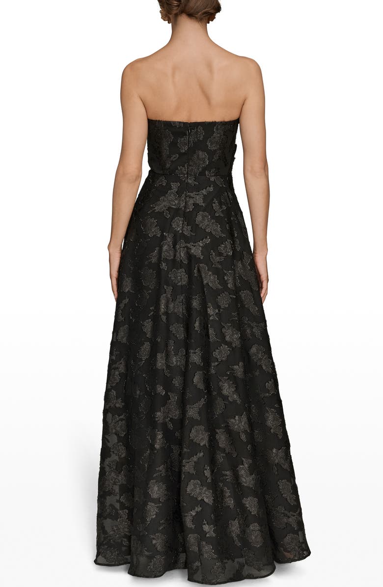 Donna Karan New York Ruched Metallic Strapless Gown, Alternate, color, Black