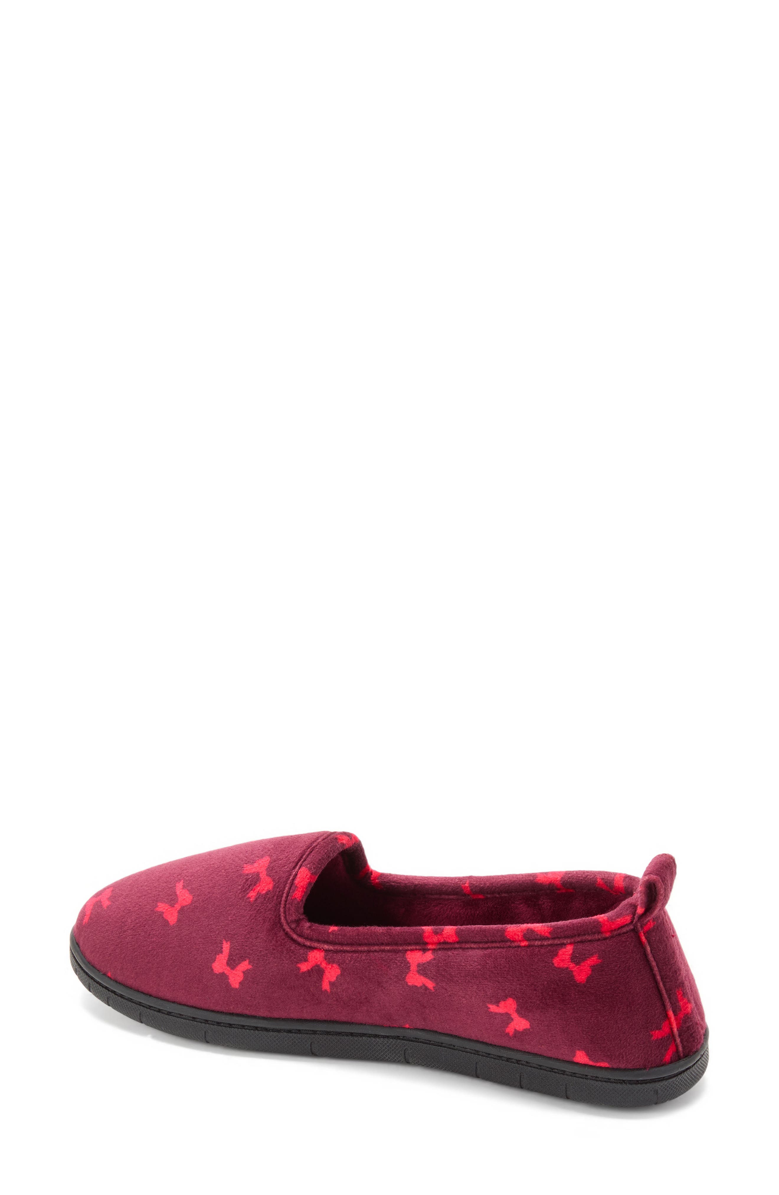 Rachel Bow Print Slipper, Alternate, color, CORDOVAN