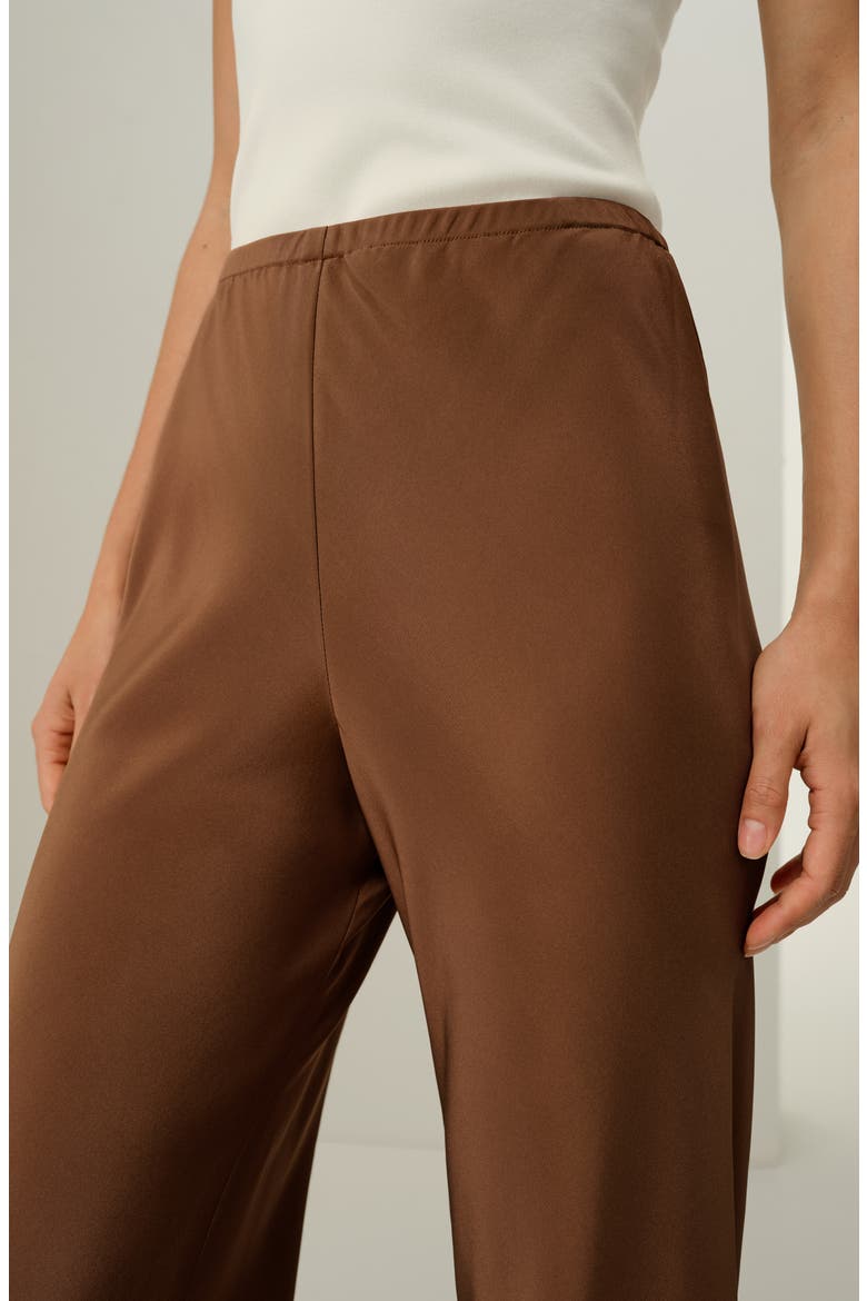 Women's Bias Cut Straight Leg Silk Pants, Alternate, color, Espresso