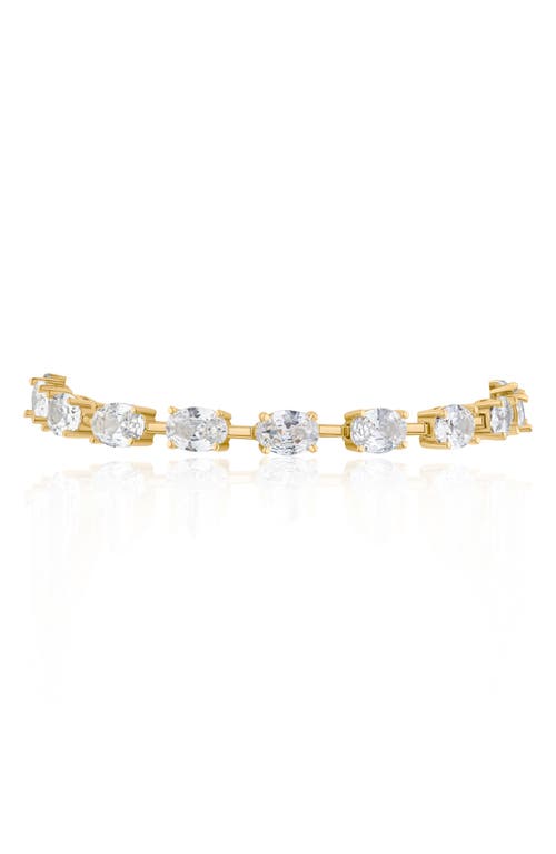 Cz By Kenneth Jay Lane Oval Cubic Zirconia Tennis Bracelet In Clear Gold