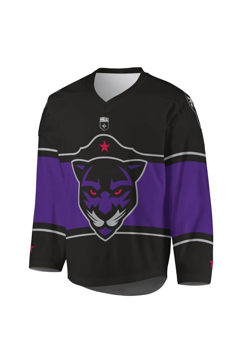 Men's Black/Purple Panther City Lacrosse Club Replica Jersey, Alternate, color, Black