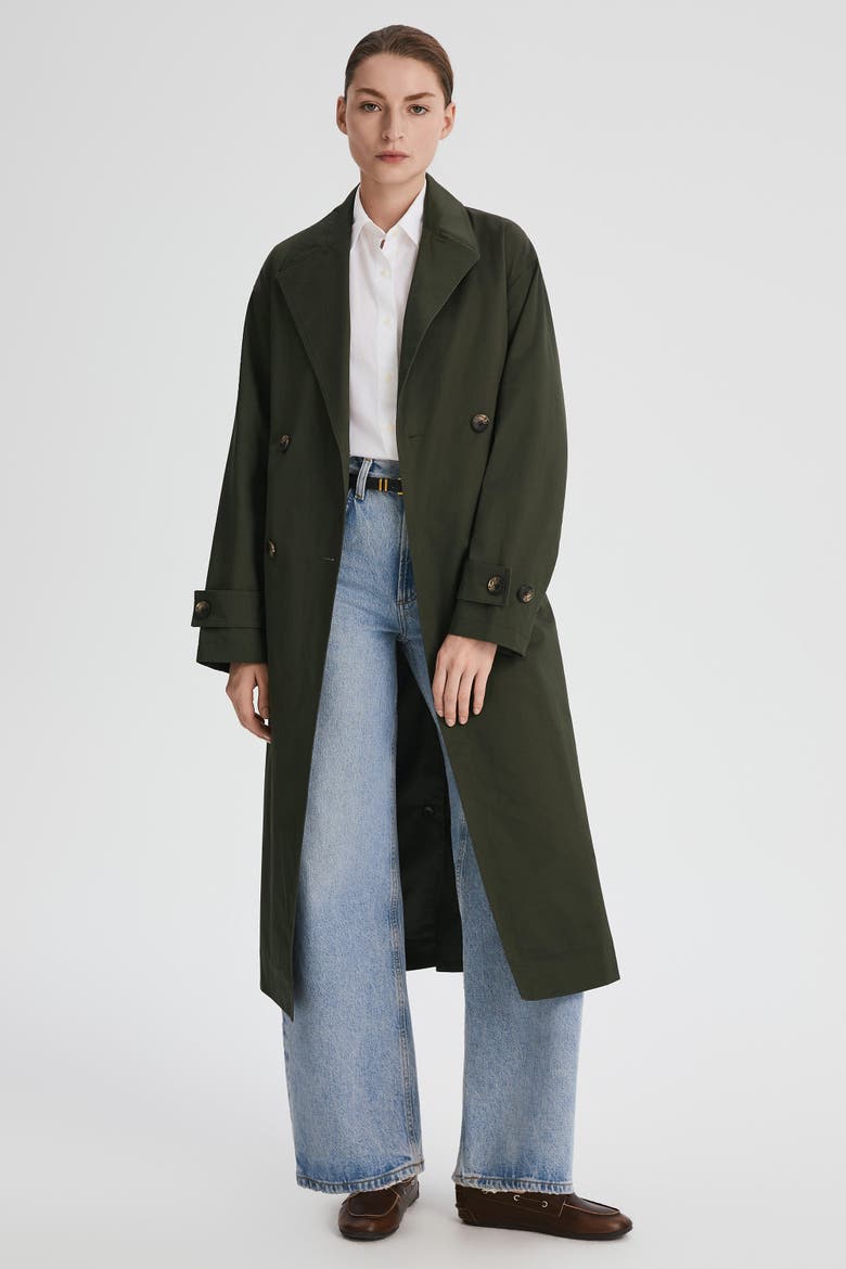 Maxi Oversized Trench Coat, Main, color, Olive