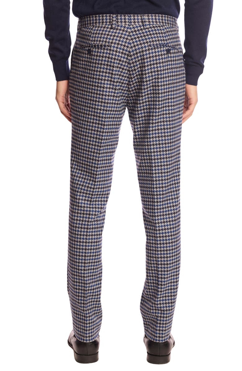 PAISLEY & GRAY Downing Slim Fit Flat Front Houndstooth Dress Pants, Alternate, color, Blue Black Houndstooth