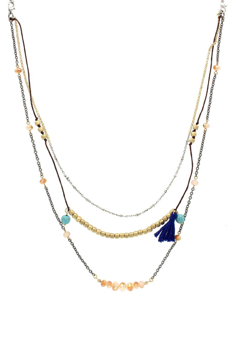 Kallee Layered Necklace, Main, color, BURNISHED SILVER / BLUE