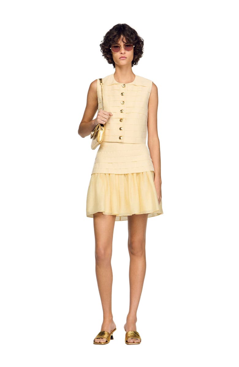 SANDRO Pleated crop top, Alternate, color, Vanilla
