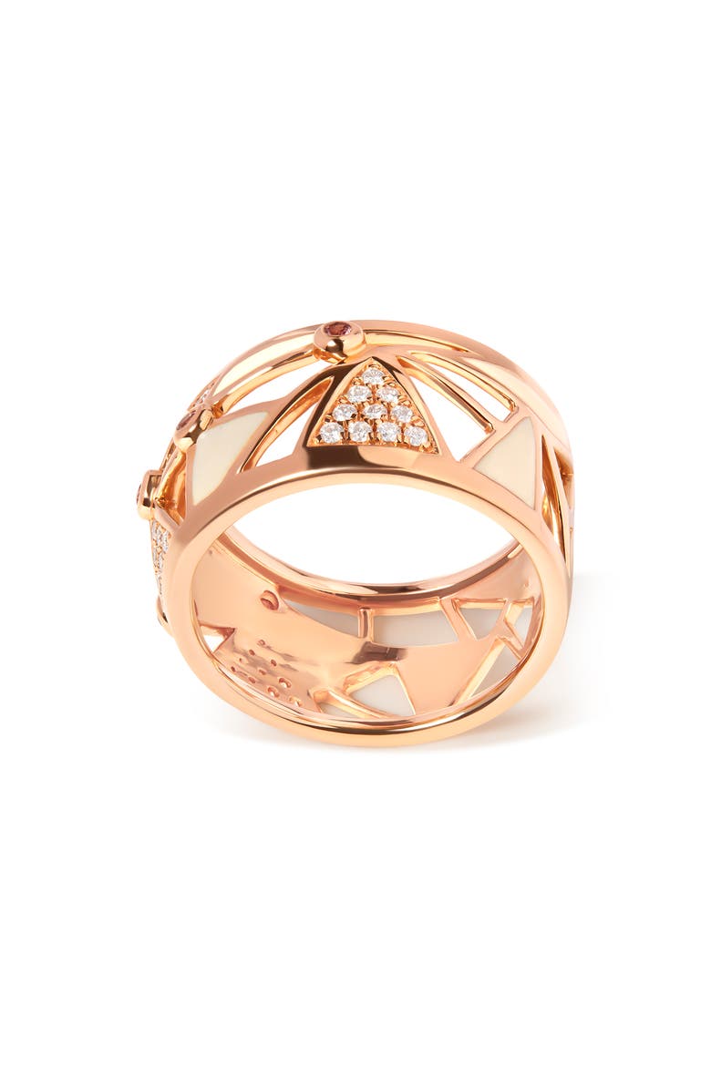 14K Gold 1/3 Cttw Diamond & Tourmaline Cigar Band Ring, Alternate, color, Pink