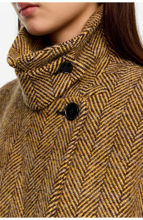 Bimba Y Lola Long Herringbone Tailored Coat In Yellow
