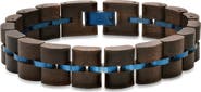 HMY JEWELRY Men's Stainless Steel Wood Bracelet