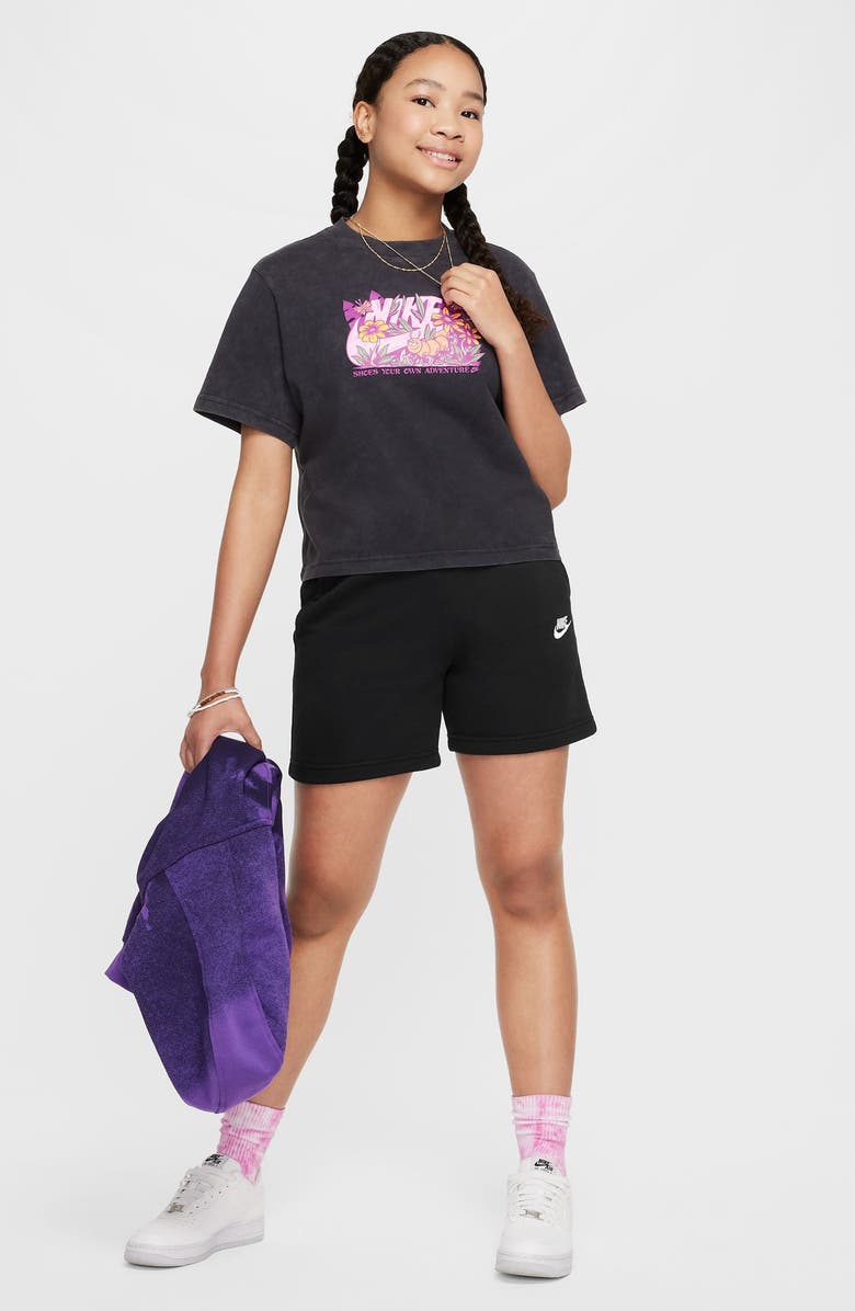 Nike Kids' Sportswear Club Fleece Shorts, Alternate, color, Black/ Black/ White