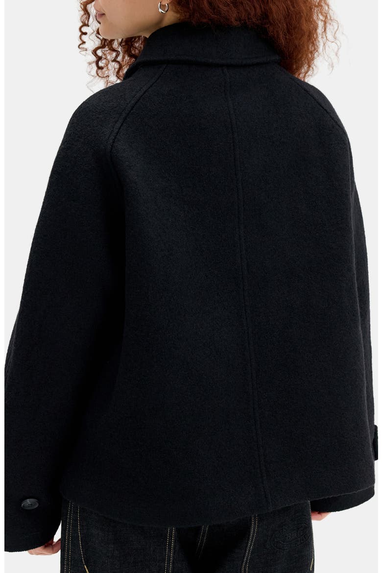 Double Breasted Wool Blend Coat, Alternate, color, BLACK